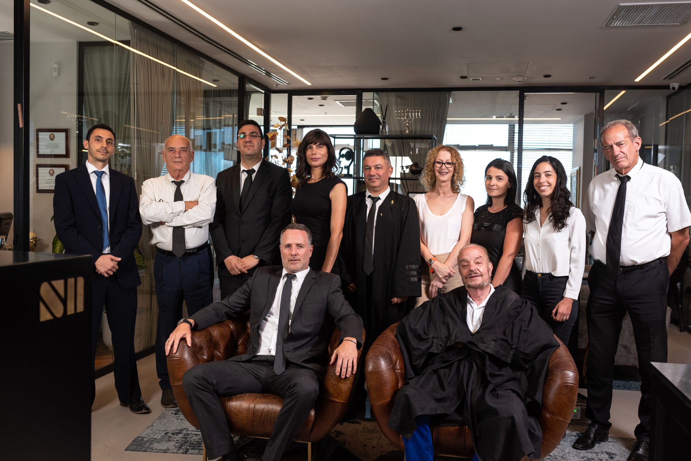 The legal team gathered in the office